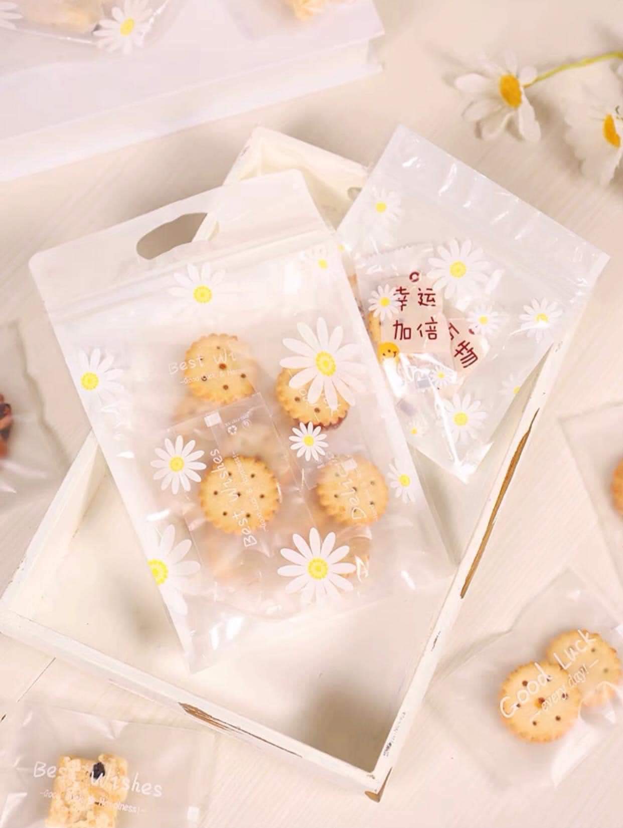 Túi zip đựng bánh kẹo mẫu hoa cúc(10c)