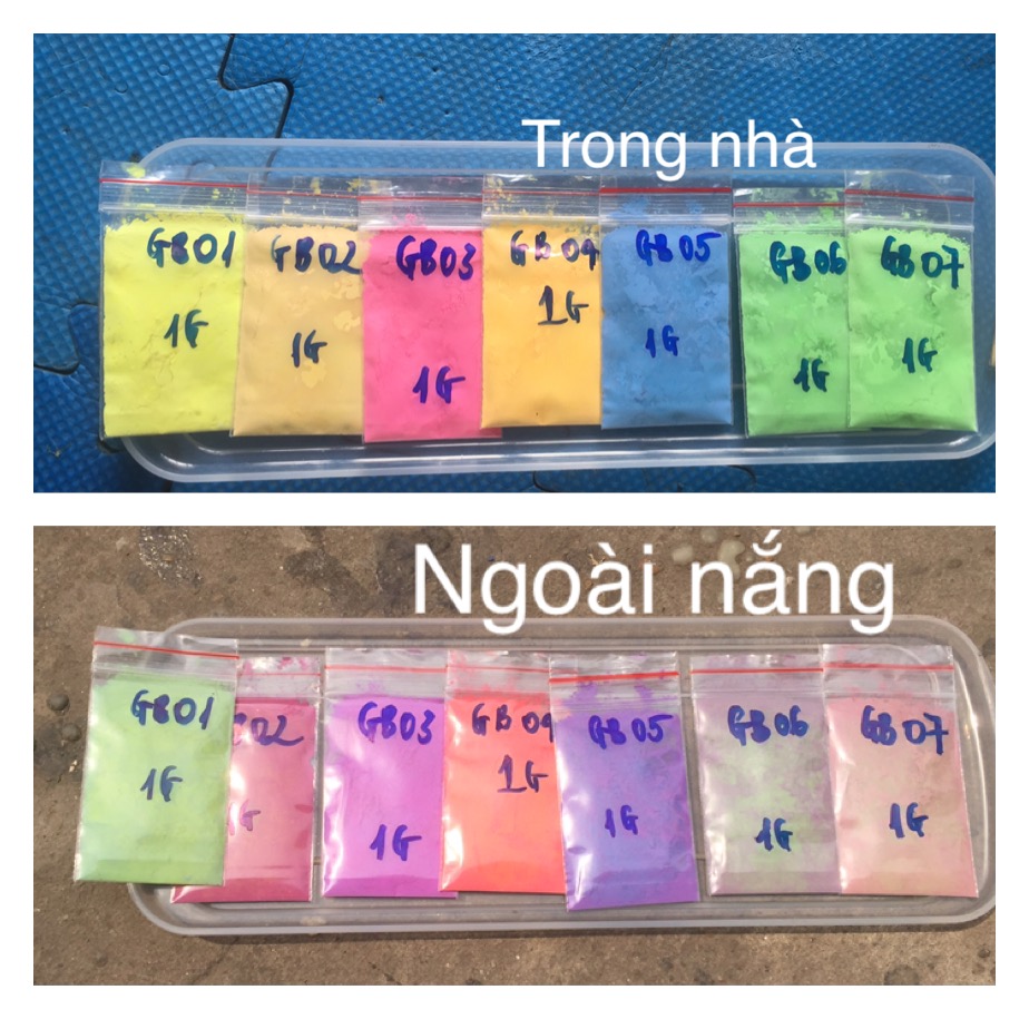 combo bột đổi màu theo nắng bột biến quang mỗi lọ 1 gr