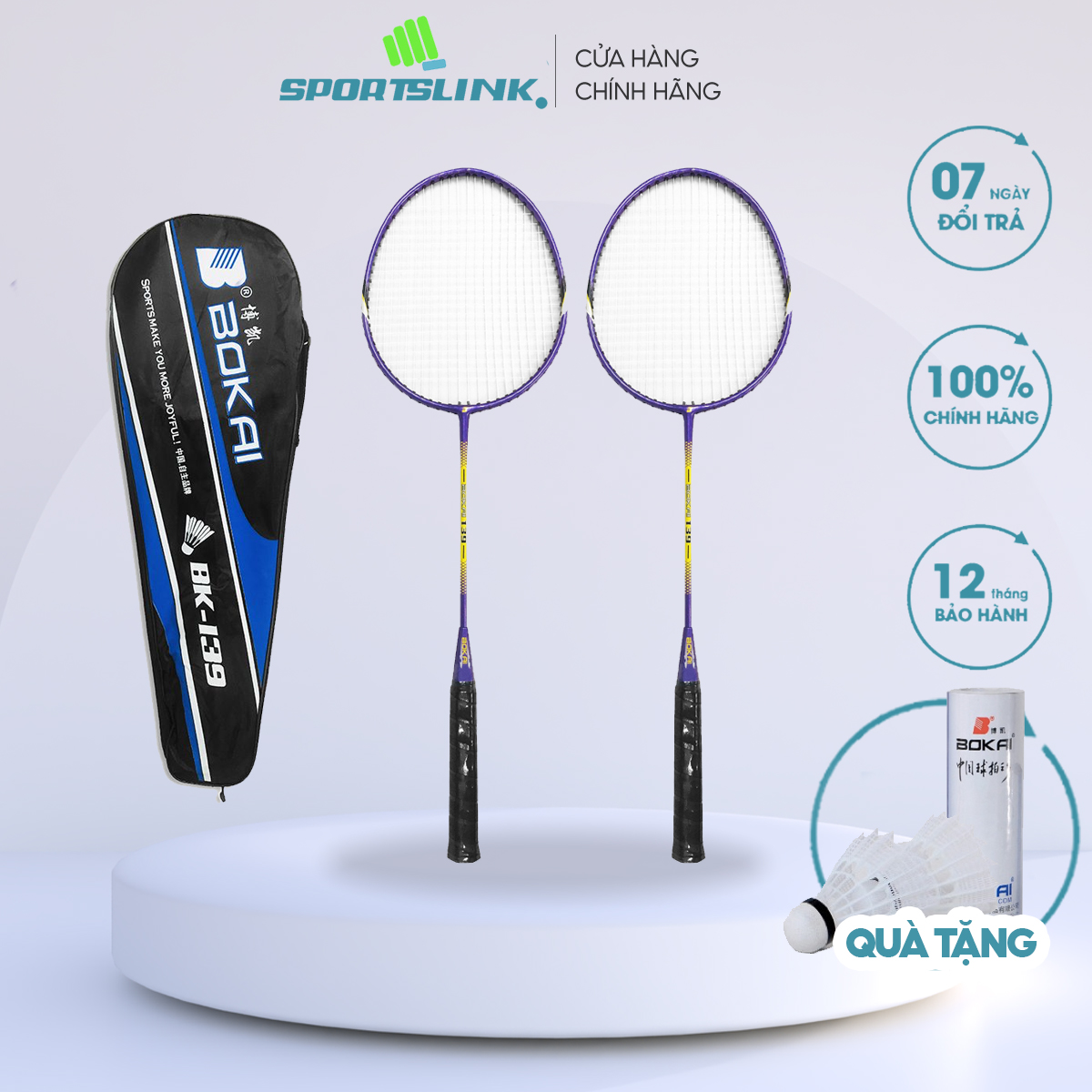 Cặp vợt cầu lông Bokai BK-139 [TẶNG KÈM 3 QUẢ CẦU]