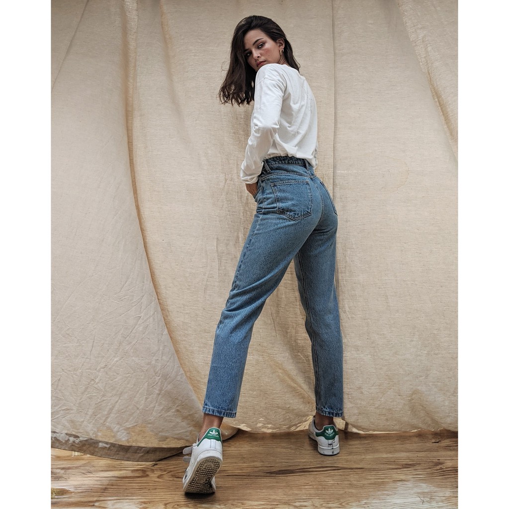 Quần Jeans Lưng Cao Nữ - Momfit Ocean Blue ( Mã MFJ - 02 )