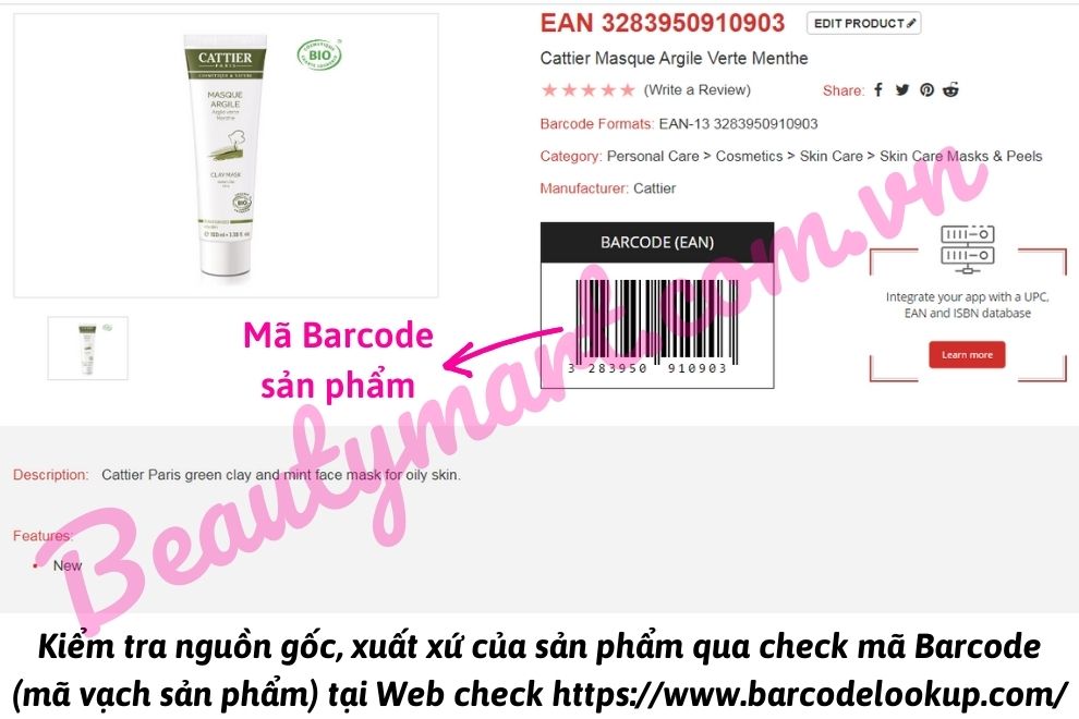 Mặt nạ đất sét Cattier Green Clay Mask cho da dầu