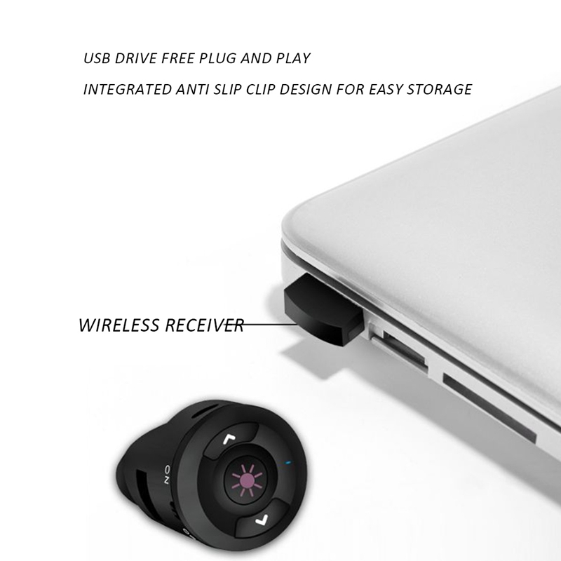 2.4GHz Rechargeable Wireless Presenter Finger Ring with Red Light USB Presentation Clicker for PC PowerPoint PPT