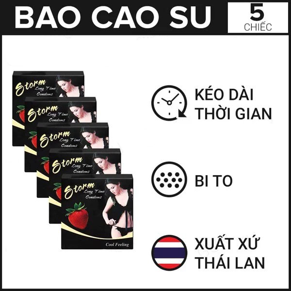 Bộ 5 Bao cao su Storm Thái Lan phần đầu 7 bi