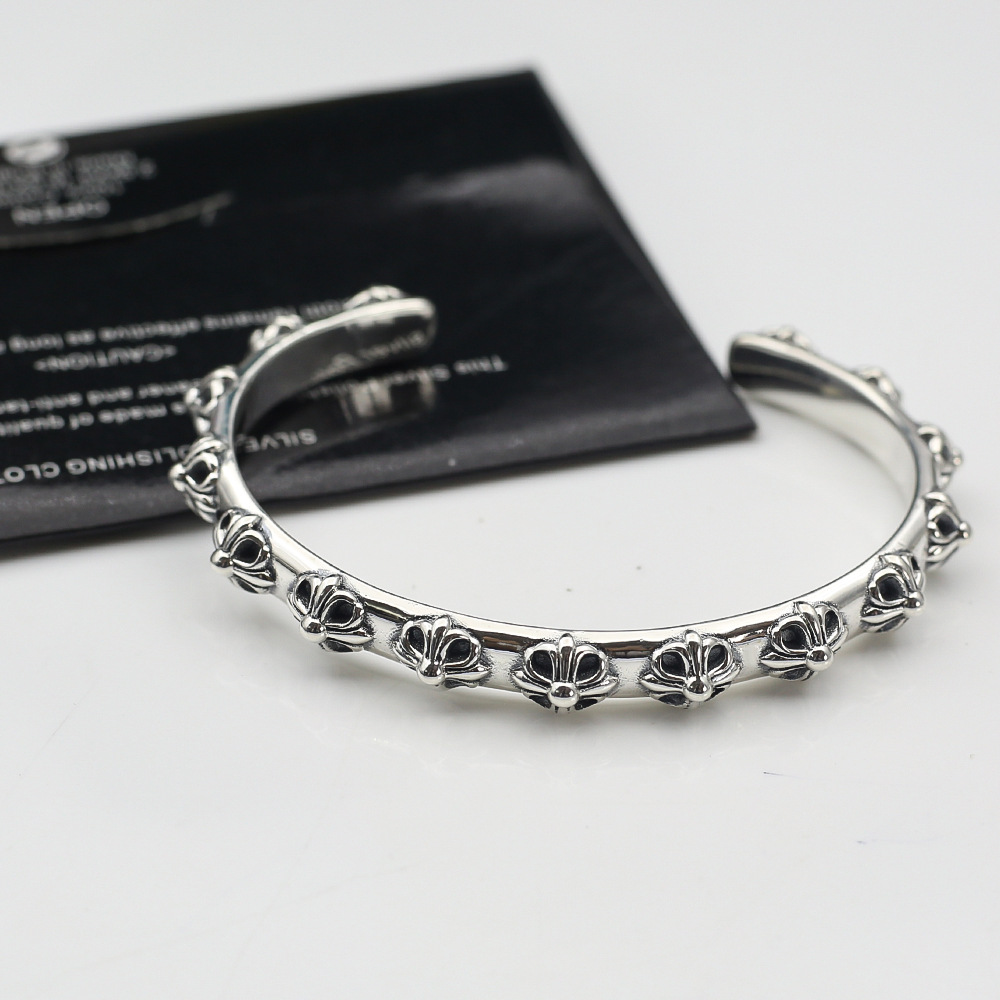 [Ảnh Thật] Lắc tay ,cuff Chrome Heart Floral bạc fullbox cao cấp.
