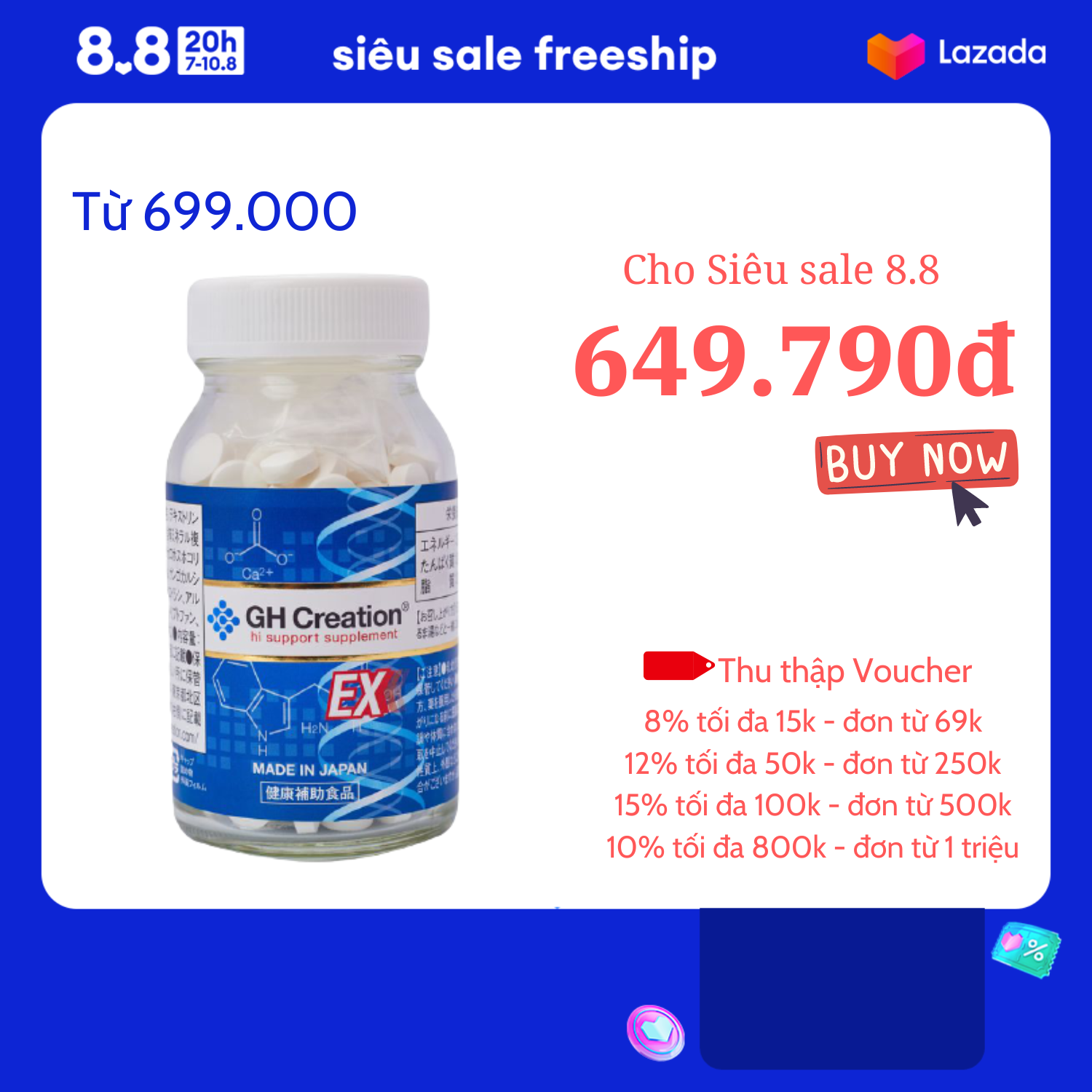 Viên uống GH Creation Ex Hỗ Trợ Tăng Chiều Cao Nhật Bản 270 viên Nội địa Nhật Bản