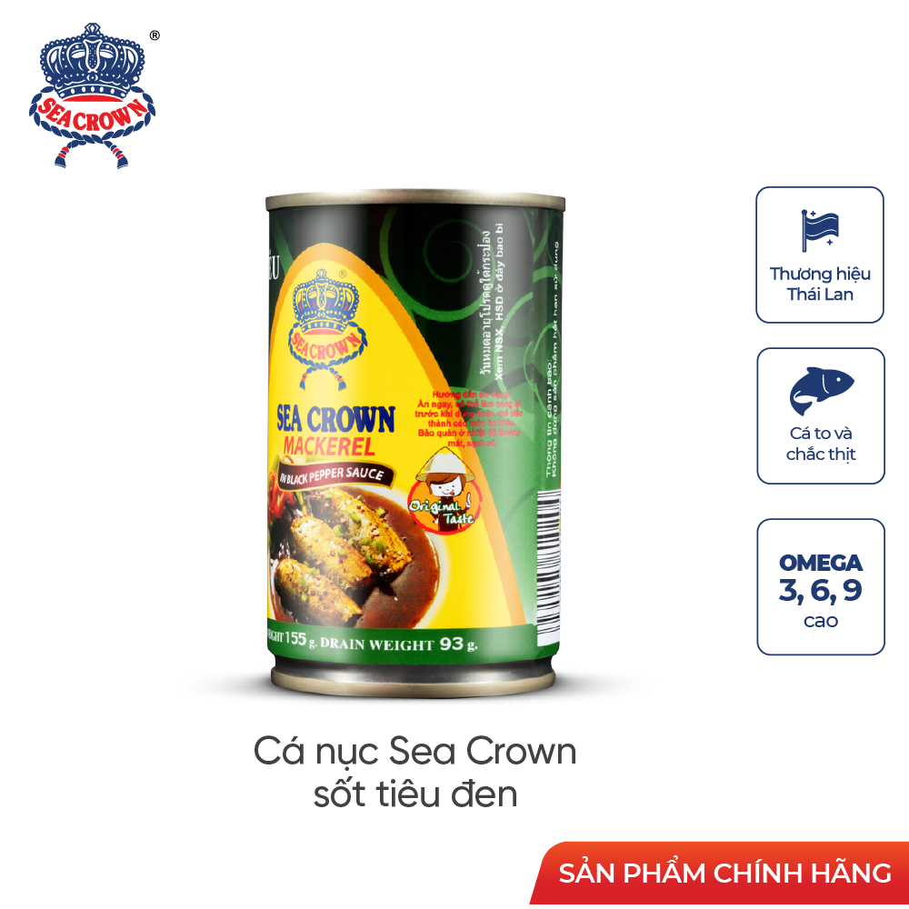 Lốc 10 lon Cá Hộp Sea Crown Cá Nục Kho Tiêu