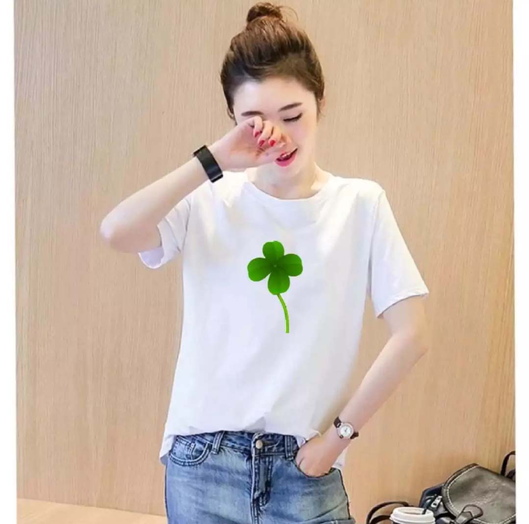 XẢ HÀNG - ĐỒNG GIÁ 19K Áo thun nữ Hàn Quốc in hình CỎ 3 Lá May Mắn * 1 Nhánh * dễ thương vải dày mịn mát