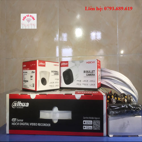 Trọn Bộ 2 Mắt Camera Dahua Full HD 1080P (2mp)