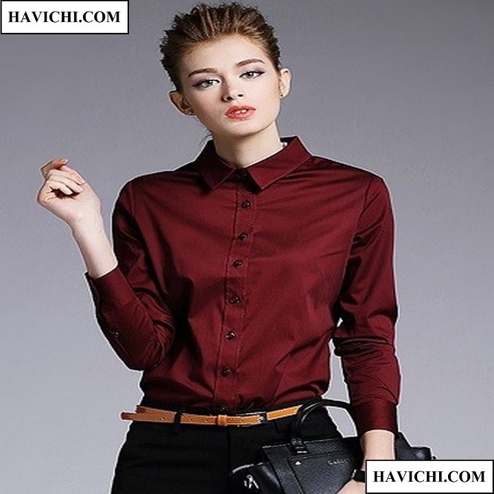 [HCM]Áo sơ mi nữ đỏ đô sang trọng phong cách havichi.com