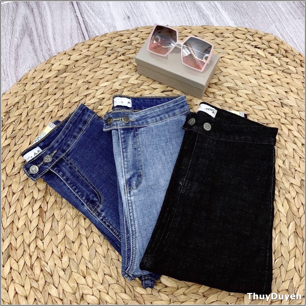 Quần Jean Nữ Lưng Cao ĐAI TRƠN HAI CÚC ( 3 MÀU ) siêu đẹp chất jean giãn tốt 16/10--S3a31