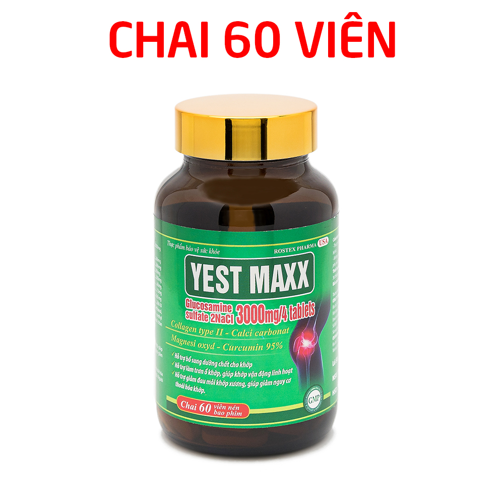 Viên Uống Bổ Xương Khớp Glucosamine Yest Maxx giảm đau nhức mỏi xương khớp giảm thoái hóa khớp - Hộp 60 viên