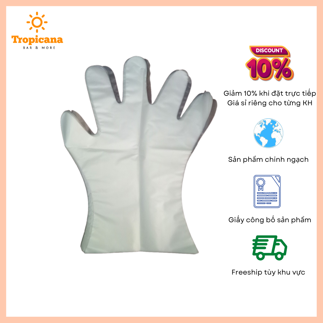 Bao tay Nylon LỤA cao cấp dùng trong nhà bếp - Găng tay nylon dùng 1 lần - 100g