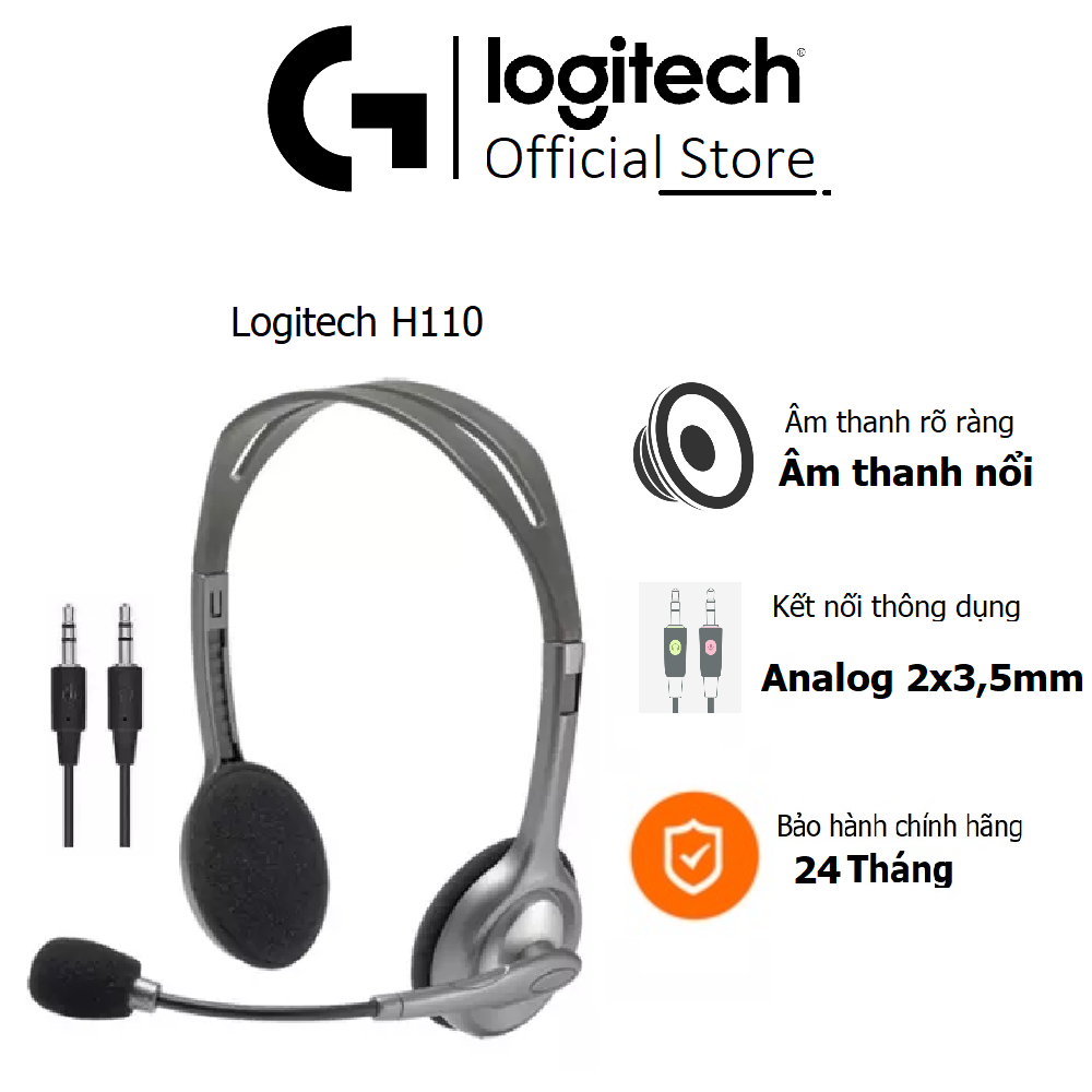 Headset shooting ear Logitech H110 stereo (2 3.5mm connector)-genuine warranty 2 years