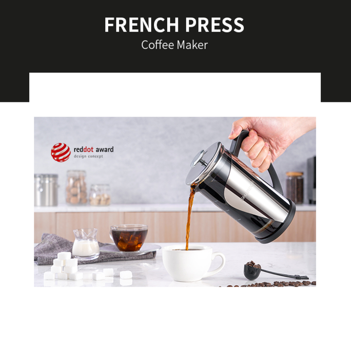 Bình pha cà phê kiểu Pháp French Press Shardor FP515S - Bảo hành 12 tháng