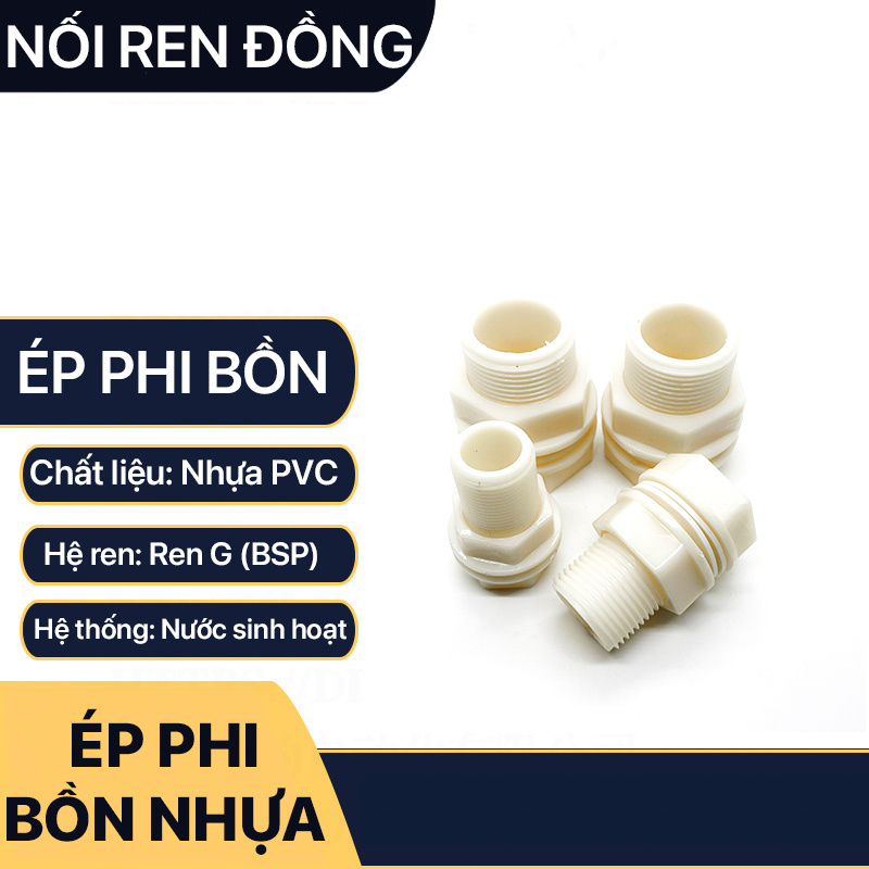 Nối Bồn Nhựa , Ốc Téc Phi Bồn Nhựa Trắng Phi 21 27 34 42 49 60