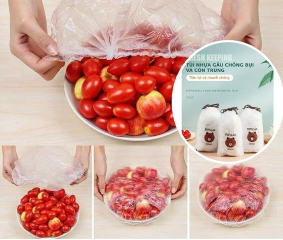 [HCM]COMBO 100 TÚI PE BỌC THỰC PHẨM CÓ CHUN CO GIÃN TIỆN LỢI - SET 100 TÚI CÓ THỂ TÁI SỬ DỤNG - TẶNG KÈM TÚI ĐỰNG HÌNH GẤU