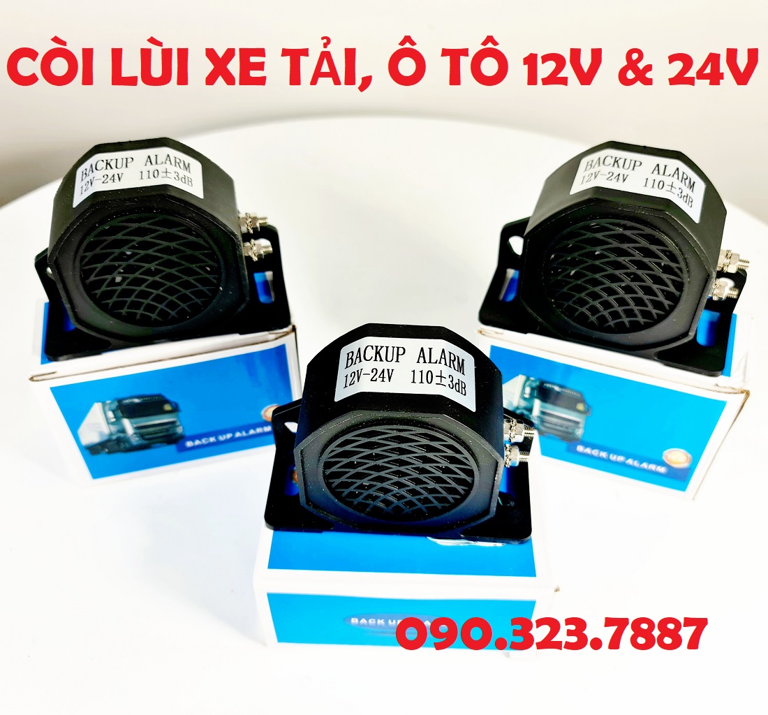 01 cái còi lùi xe tải, còi tít tít đen, xi nhan xe ô tô, xe máy điện 12v& 24v. chống nước ip67. 110db