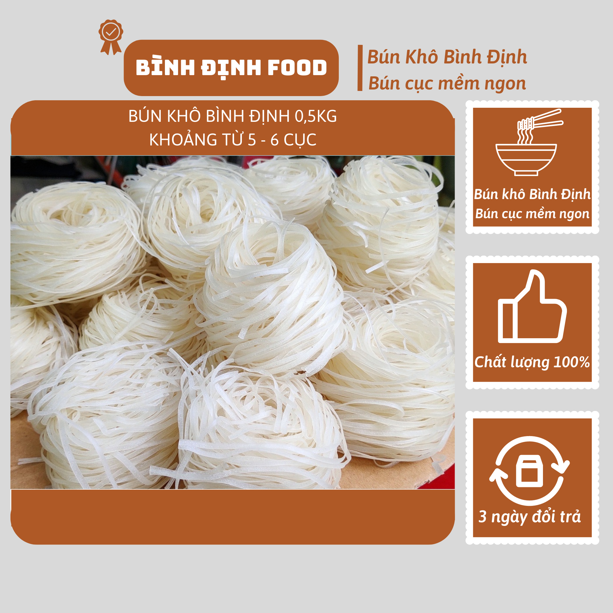 Bún gạo khô Bình Định [ Bún cục cuộn tròn] - Món ngon miền Trung