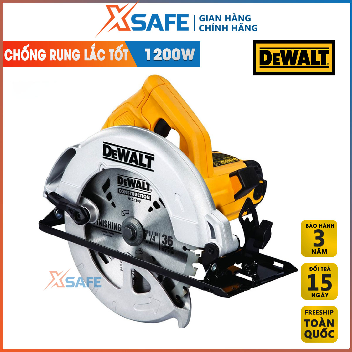 Sawing Machine handheld 1200W DeWalt dwe561-b1 attached saw blade. Machine saw DeWalt has cut inclined 45 Độ, material alloy steel solid-distribution genuine xsafe