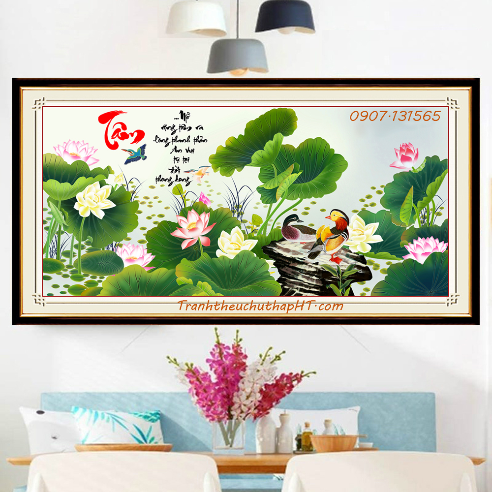 Trang trí tết 2024 tranh đính đá chữ tâm vs130 - tự đính
