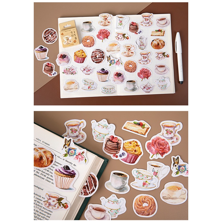 ☕️ Hộp 46 sticker nhãn dán Break Time (Love Coffee) trang trí Scrapbook