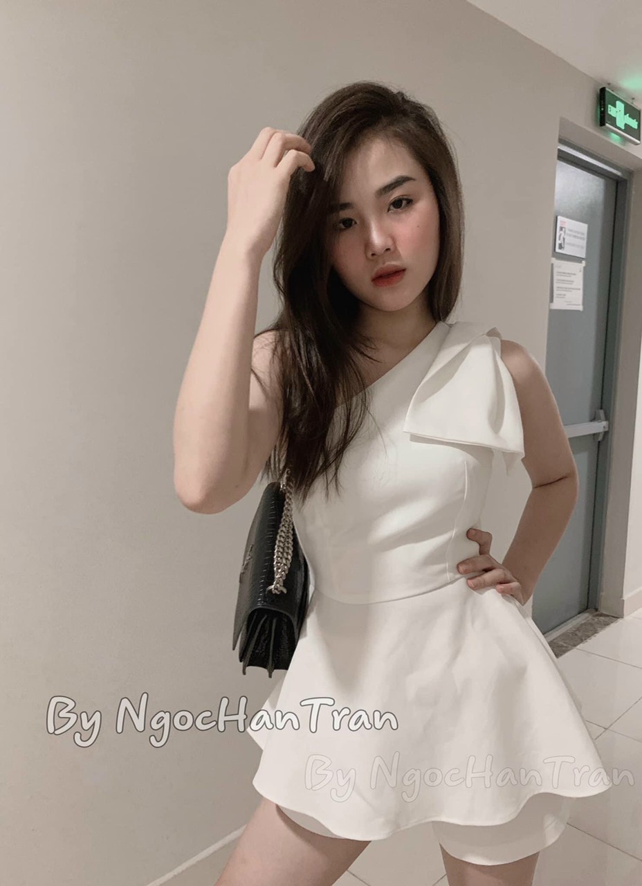 [hàng new] Sét bộ cột nơ lệch vai siêu dễ thương