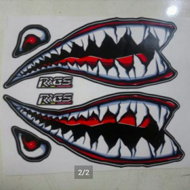 Tem răng cá mập dán xe hoặc nón