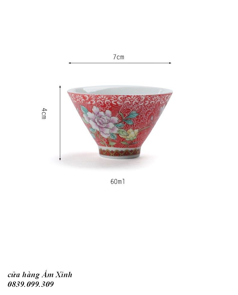 Bộ chén sứ Cảnh Đức vẽ tay thủ công (Bộ 06 chiếc kèm hộp quà)