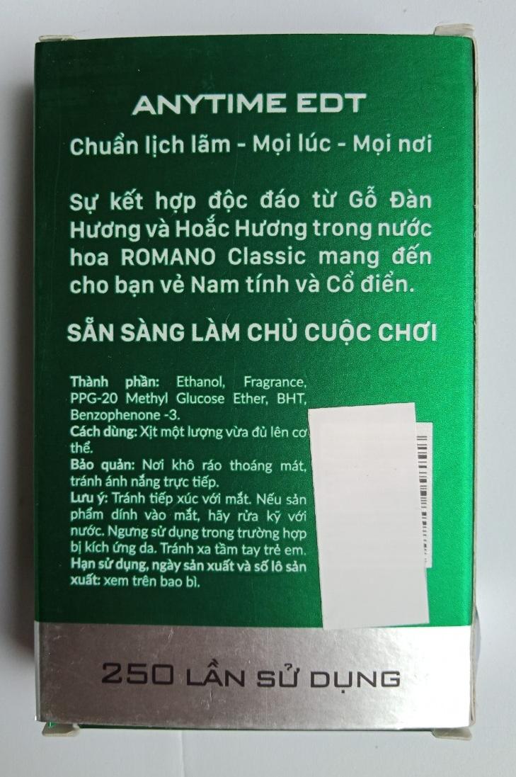 [HCM]Combo 2 nước Hoa Romano 18ml Hương Classic