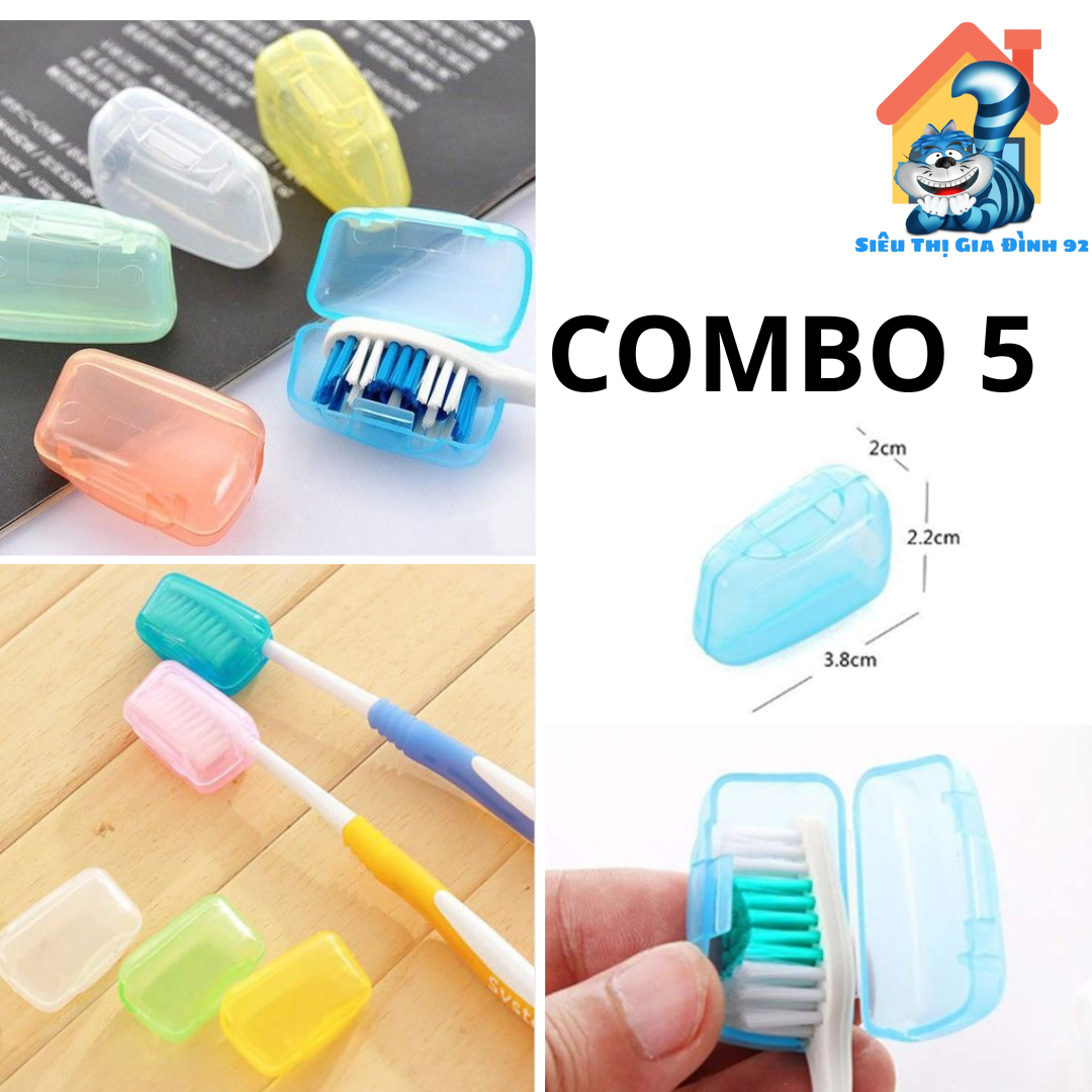 Combo 5 Nút bịt đầu bàn chải du lịch tiện dụng