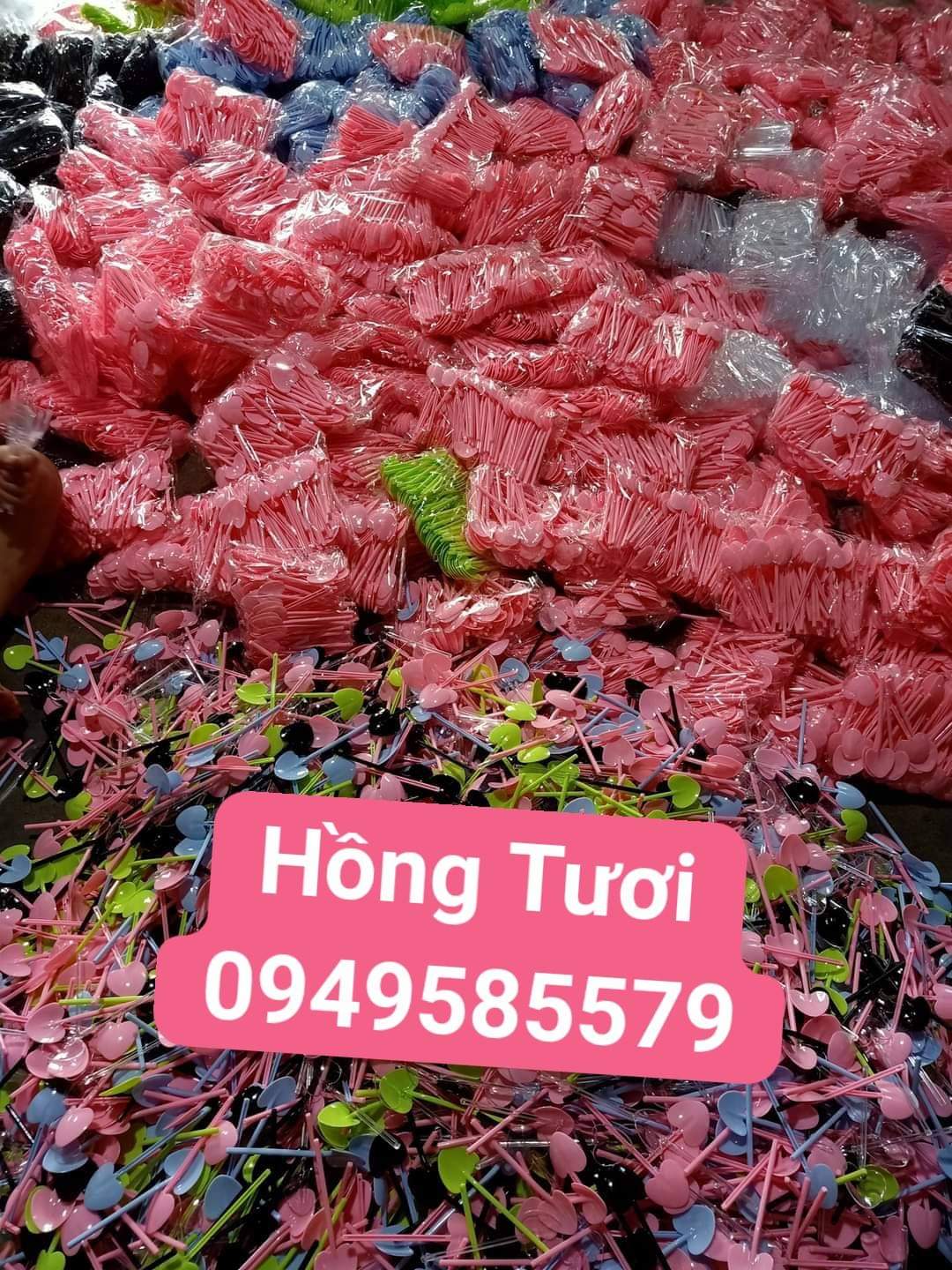 Combo 100 xẻng tim múc bột, múc kem (hồng)