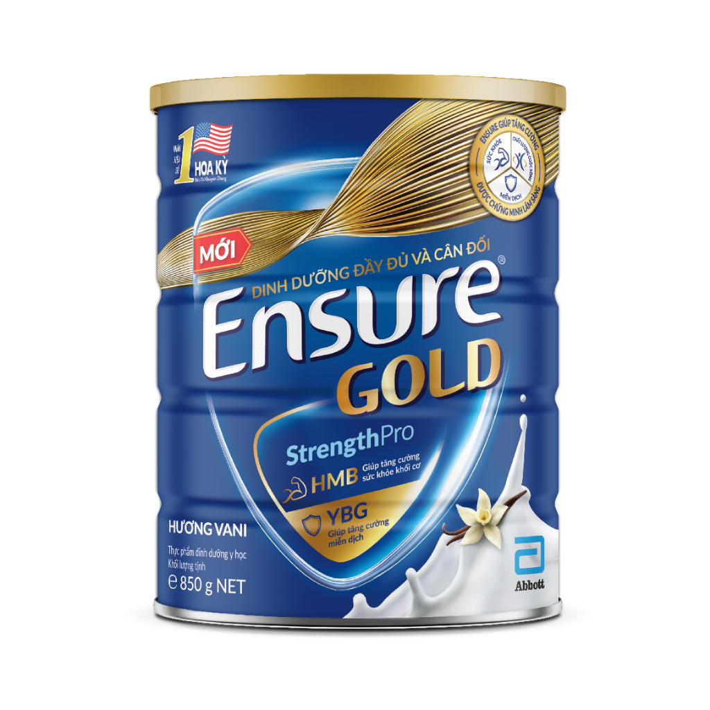 Sữa Bột Ensure Gold Abbott Hương Vani (HMB+YBG) 850g