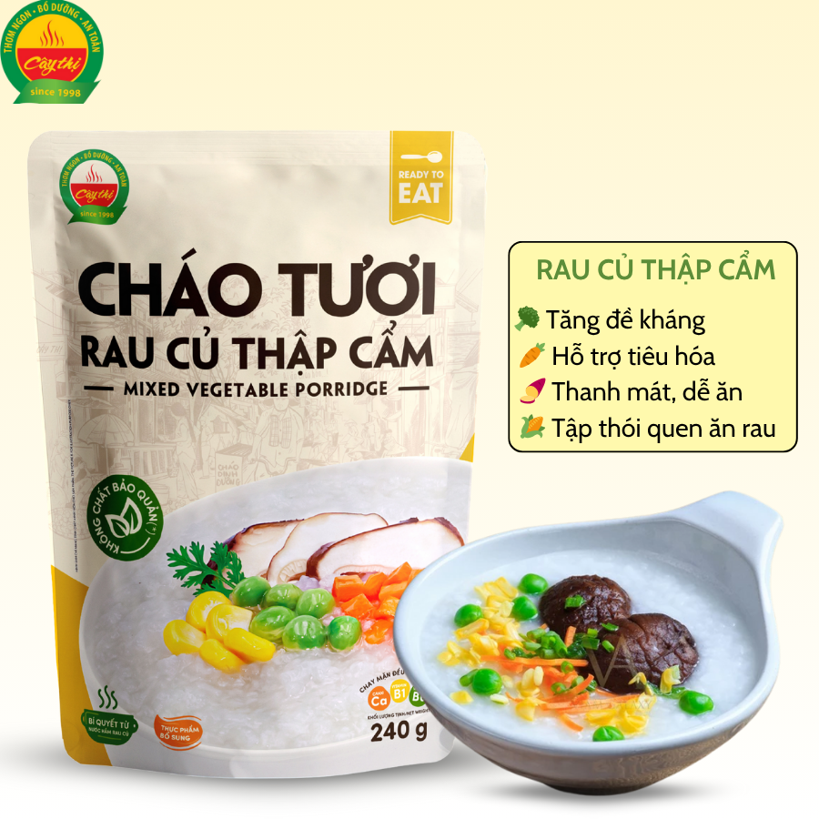 Cháo Tươi Cây Thị - Rau củ thập cẩm (Mở gói ăn ngay) 260g