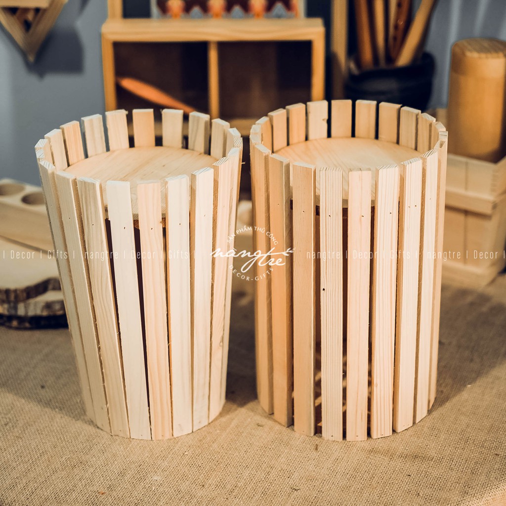 [HCM]Bình gỗ pallet/đôn gỗ pallet - (30x20cm)
