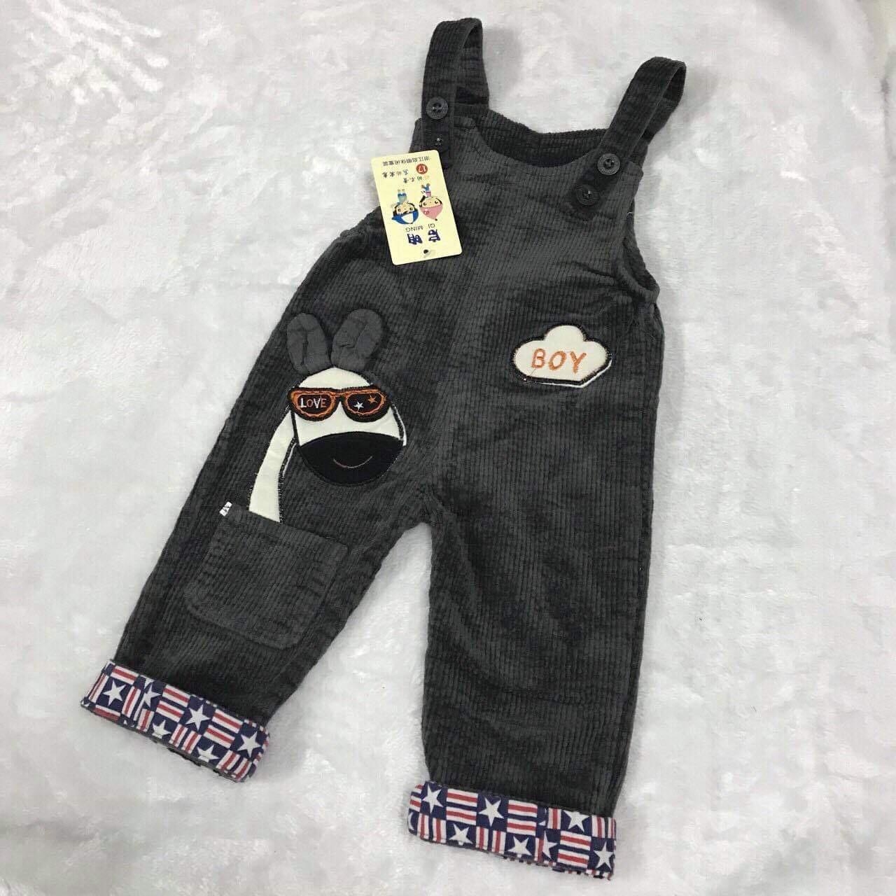 Yếm nhung jean cho bé Size trung Từ 15-19kg