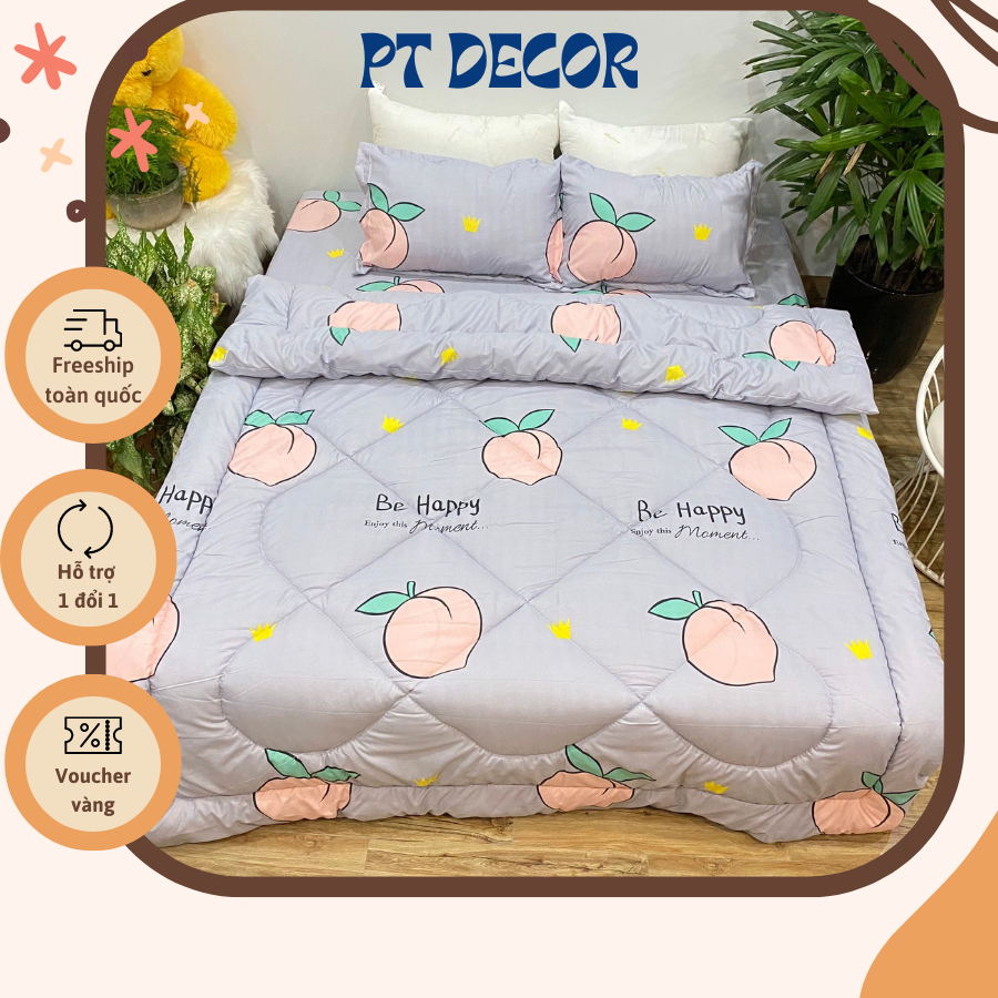 Bộ Chăn Phao 5 Món ( Gồm 1 Chăn Phao + 1 Ga Bo Chun + 2 Vỏ Gối Nằm + 1 Vỏ Gối Ôm) Mẫu Phao 38
