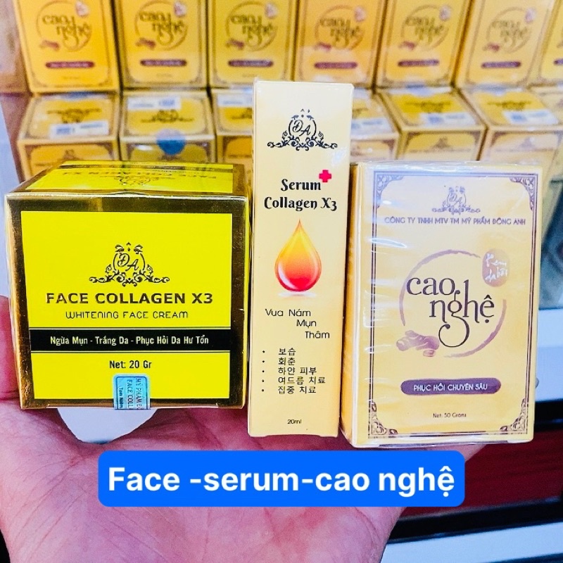 Combo kem face collagen x3 + cao nghệ + serum nám x3 - hàng chính hãng đông anh