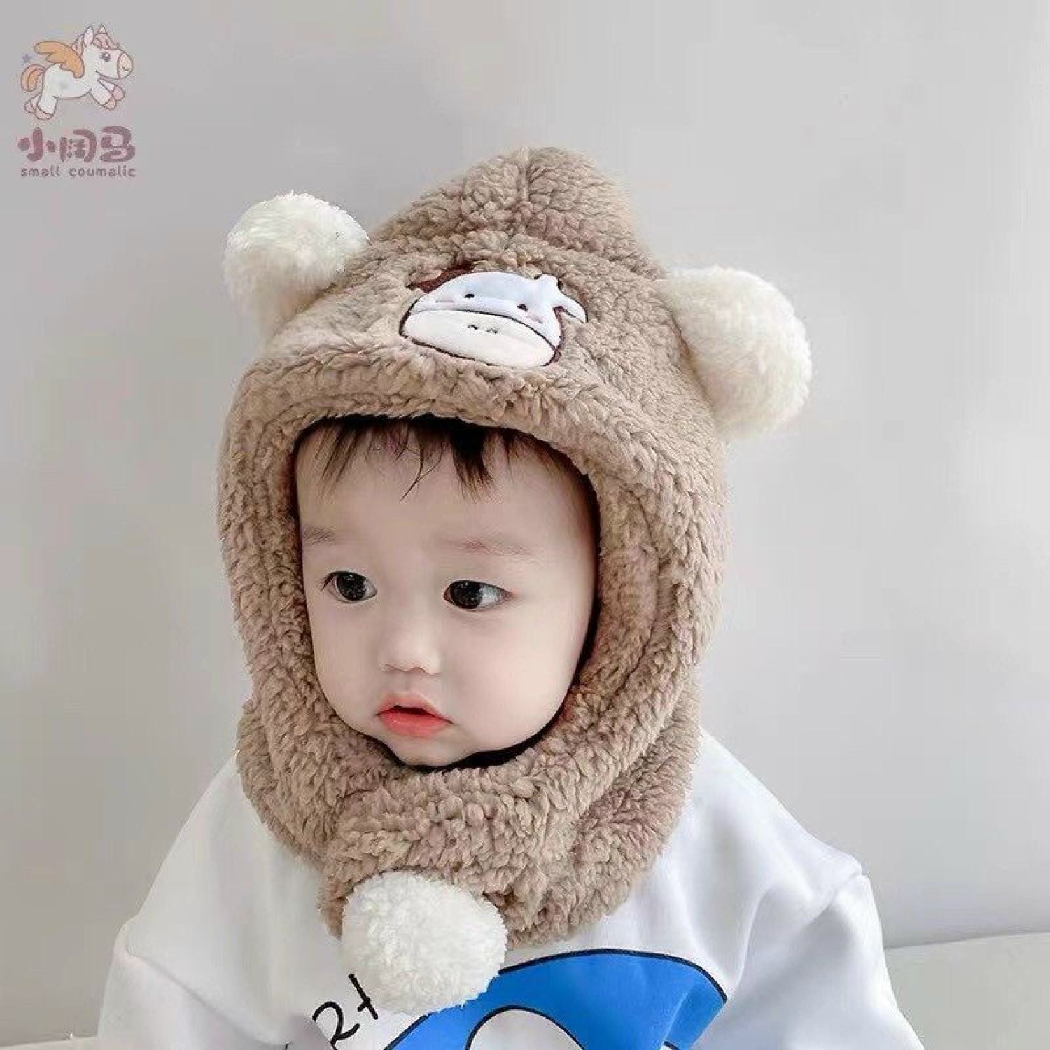 Mũ Len Lông Cừu Cài Cúc Cho Bé 6 - 36 Tháng