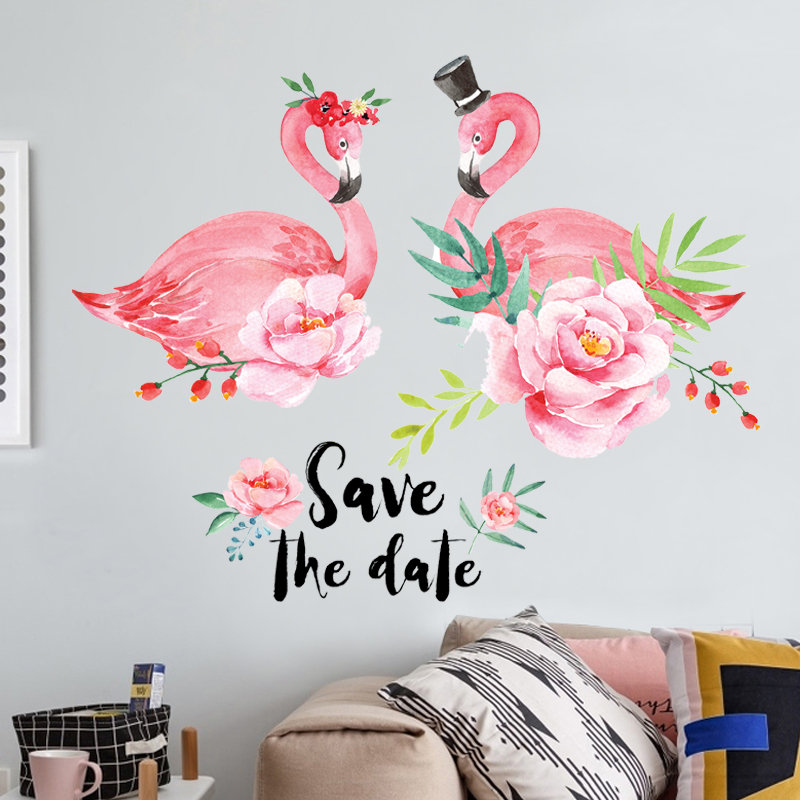 DECAL DÁN TƯỜNG ĐÔI HẠC VÀ CHUÔNG GIÓ