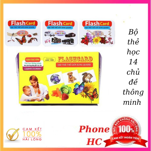 Bộ thẻ học thông minh song ngữ Anh - Việt Flash Card cỡ lớn 14 chủ đề