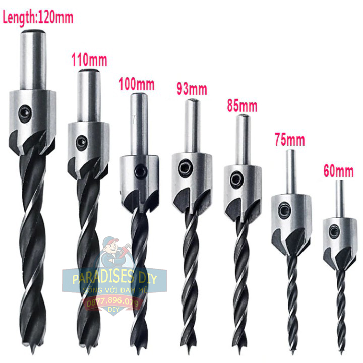 Bộ 7 mũi khoan gỗ doa lỗ vít