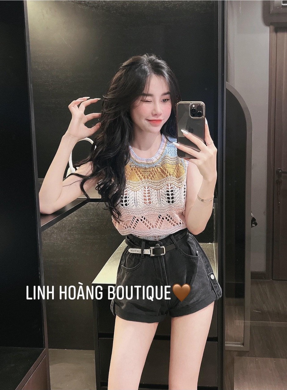 Áo len ba lỗ mix màu