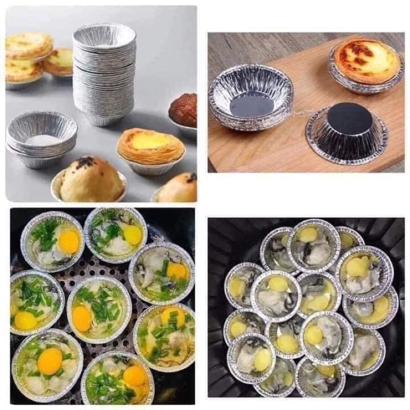 Combo 250 bát giấy bạc nướng bánh, nướng hàu size 6cm