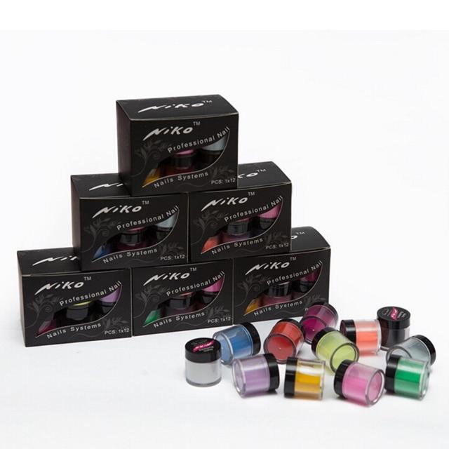 Set 12 hũ bột Niko xuất Mỹ, đắp hoa, đắp móng