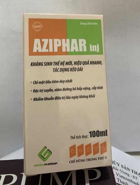 Tiêm AZIPHAR inj 100ml suyễn, ho hen, viêm đường hô hấp, cấp tính, Lâu ngày không khỏi. hàng nhập khẩu China