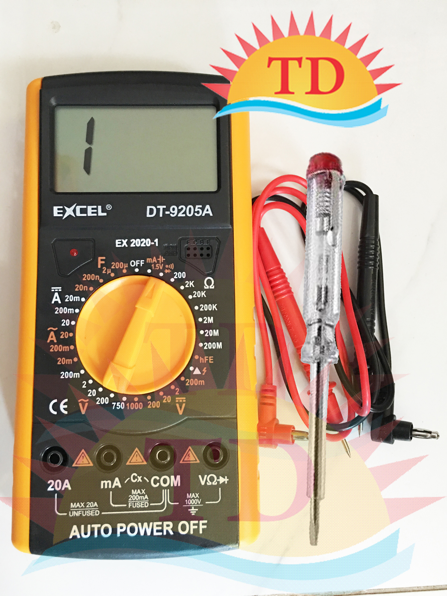 Bộ 1 đồng hồ đo vạn năng Excell (Đen phối vàng) + 1 bút thử điện