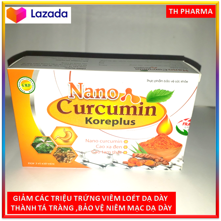Viên Uống giảm viêm loét dạ dày, tá tràng Nano Curcumin  FRANCE Xạ đen, Tam thất -  (Hộp 30 viên) - Chuẩn GMP Bộ y tế