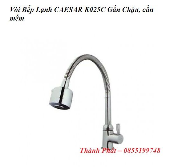 [CHÍNH HÃNG] Vòi Bếp Lạnh, cần mềm CAESAR K025C Gắn Chậu, vòi rửa chén bát