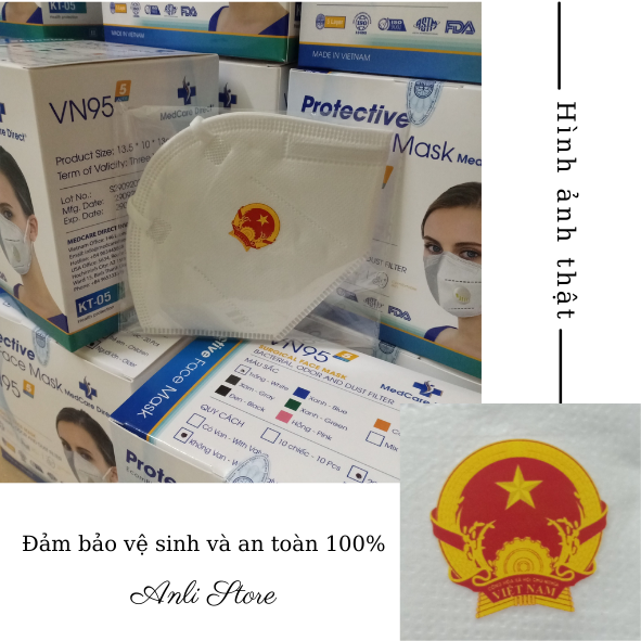 [BÁN LẺ CHIẾC] Khẩu trang y tế N95 logo Quốc Huy/Đoàn Khẩu trang 5 lớp, lọc không khí, bụi mịn, vi khuẩn - MEDCARE DIRECT