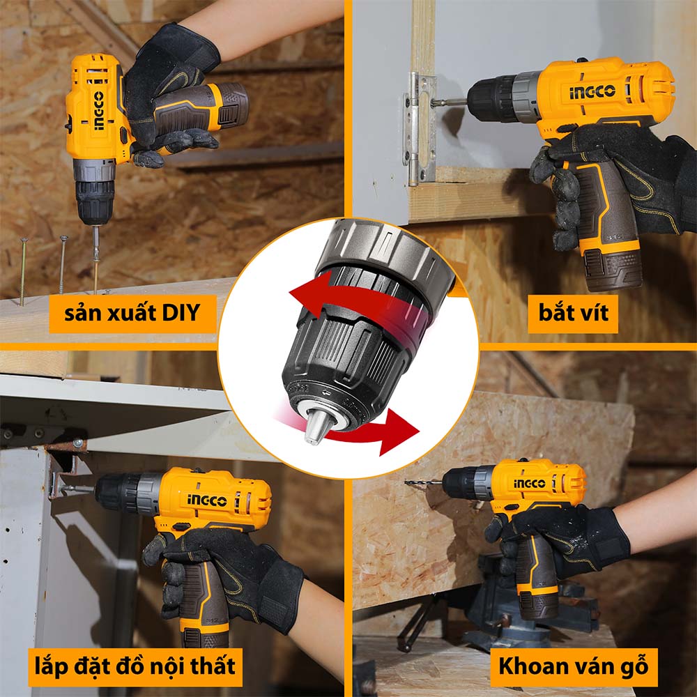 MÁY KHOAN BÚA DÙNG PIN INGCO 12V CIDLI12202